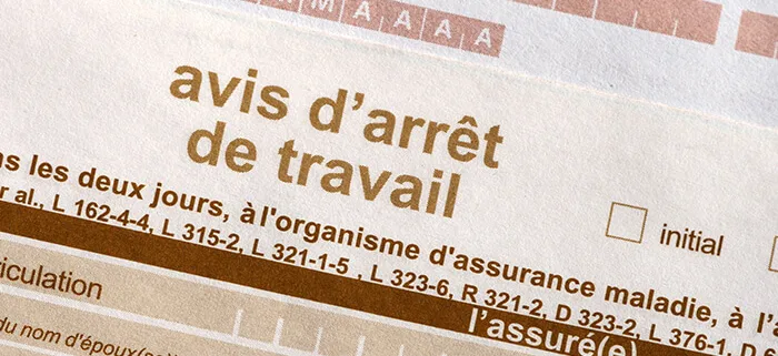 Feuille d’arrêt de travail pour maladie
